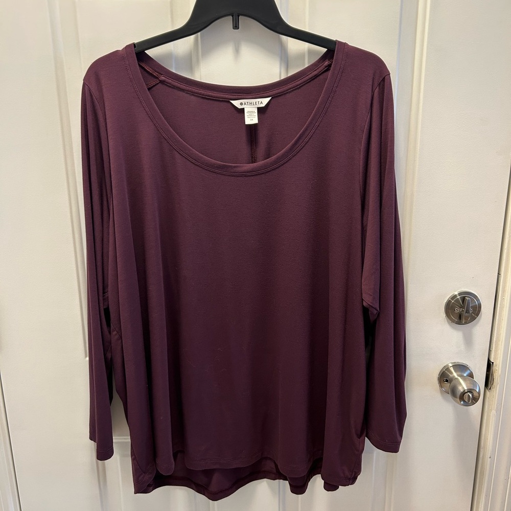 Athleta Long Sleeve T-Shirt Burgundy 3X